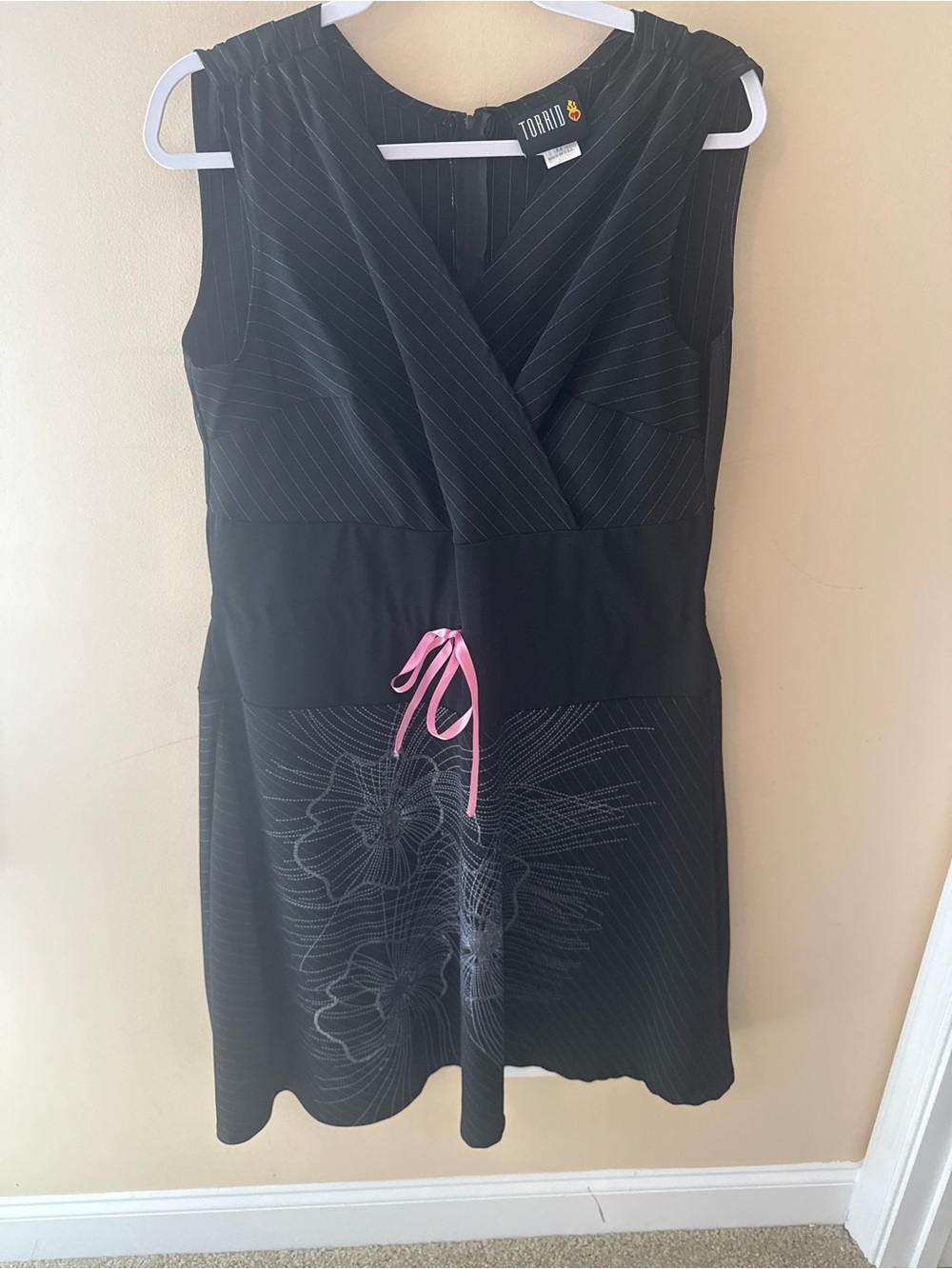 Torrid vintage Black Pinstripe Dress Plus Empire Waist made in USA size 12
